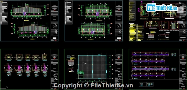 nhà xưởng 35x42m,cad nhà xưởng,bản vẽ nhà xưởng,File cad thiết kế nhà xưởng